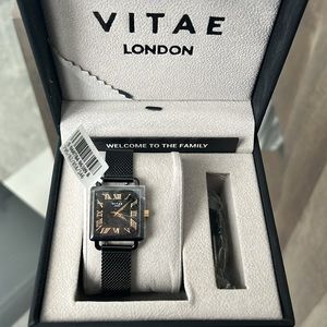 VITAE London Ilesha Black-Tone Stainless Steel Mesh Bracelet Watch 25mmSOLD OUT